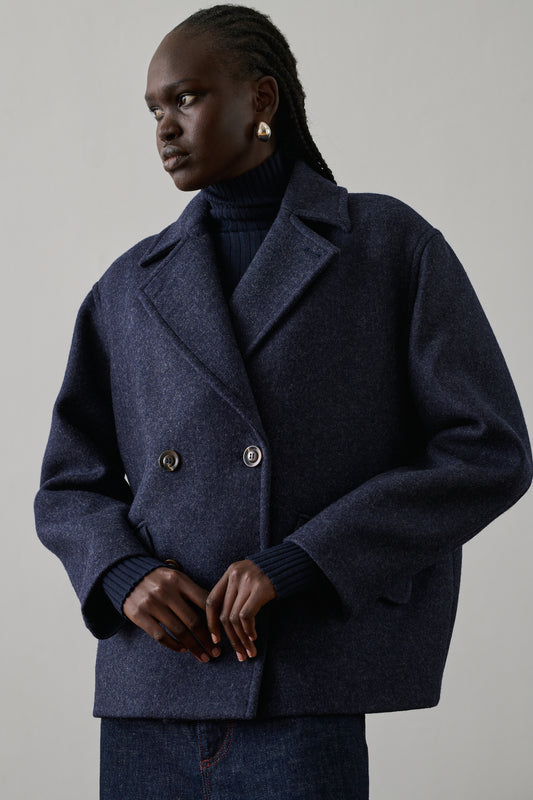 Caban Constant - Navy Chiné - Laine - Femme