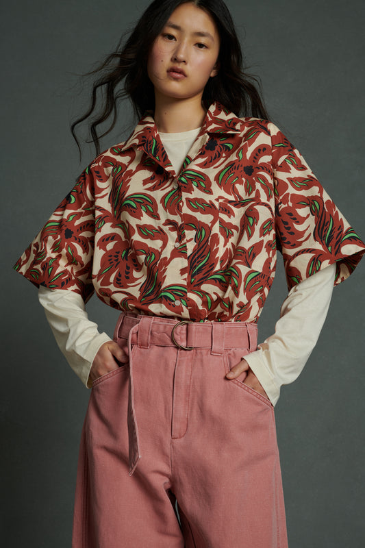 Chemise Alexandre - Terre Battue/Vert - Coton - Femme