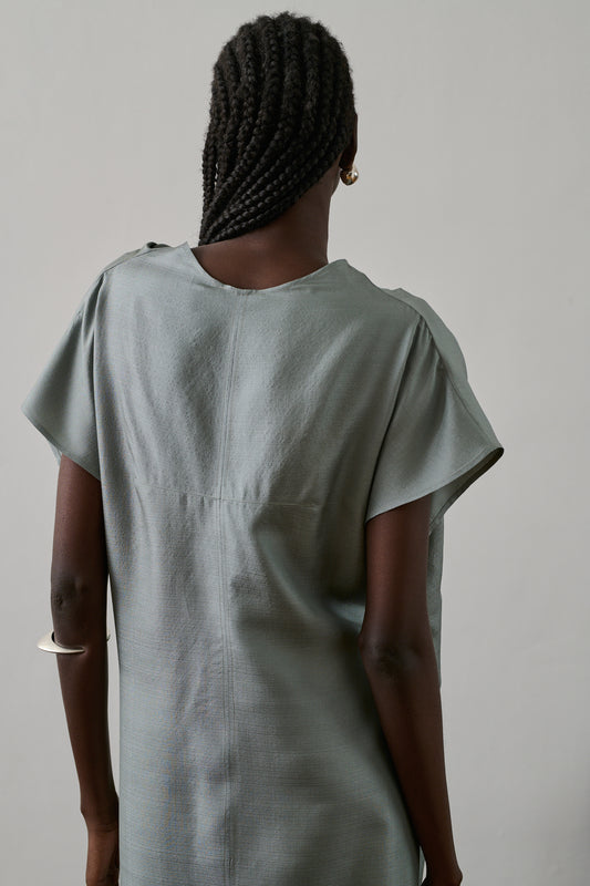 Robe Foggia - Bleu Glacé Foncé - Soie - Femme