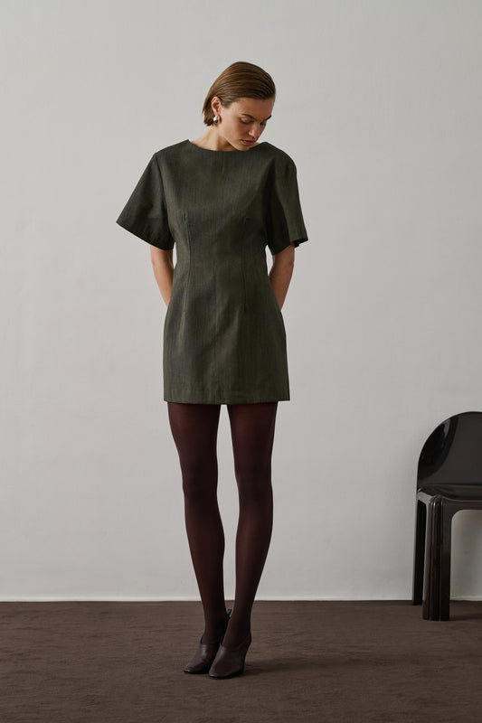 Robe Gladys - Kaki Chiné - Laine - Femme