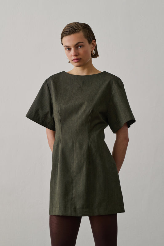 Robe Gladys - Kaki Chiné - Laine - Femme