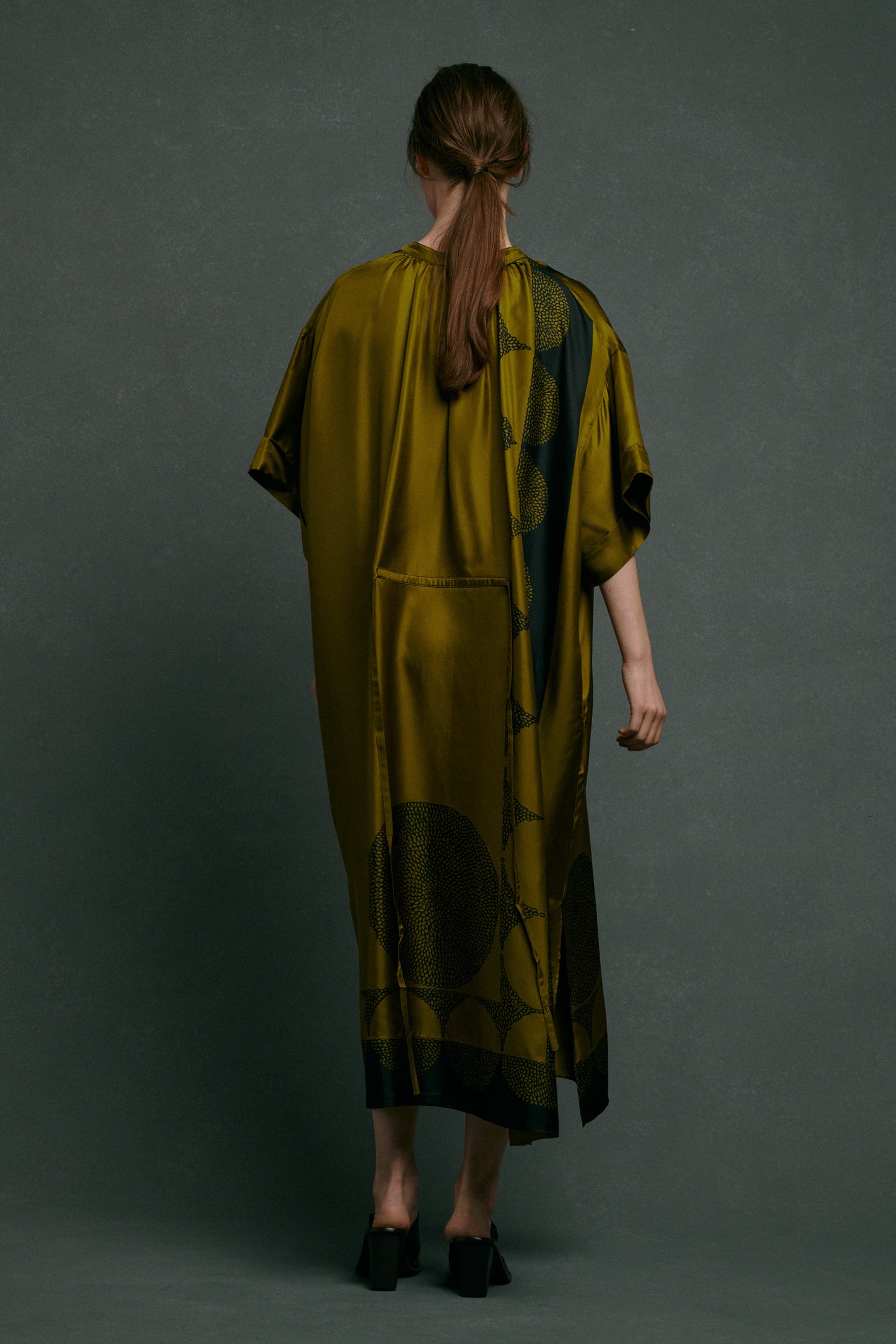 Robe Athena - Kaki/Noir - Soie - Femme