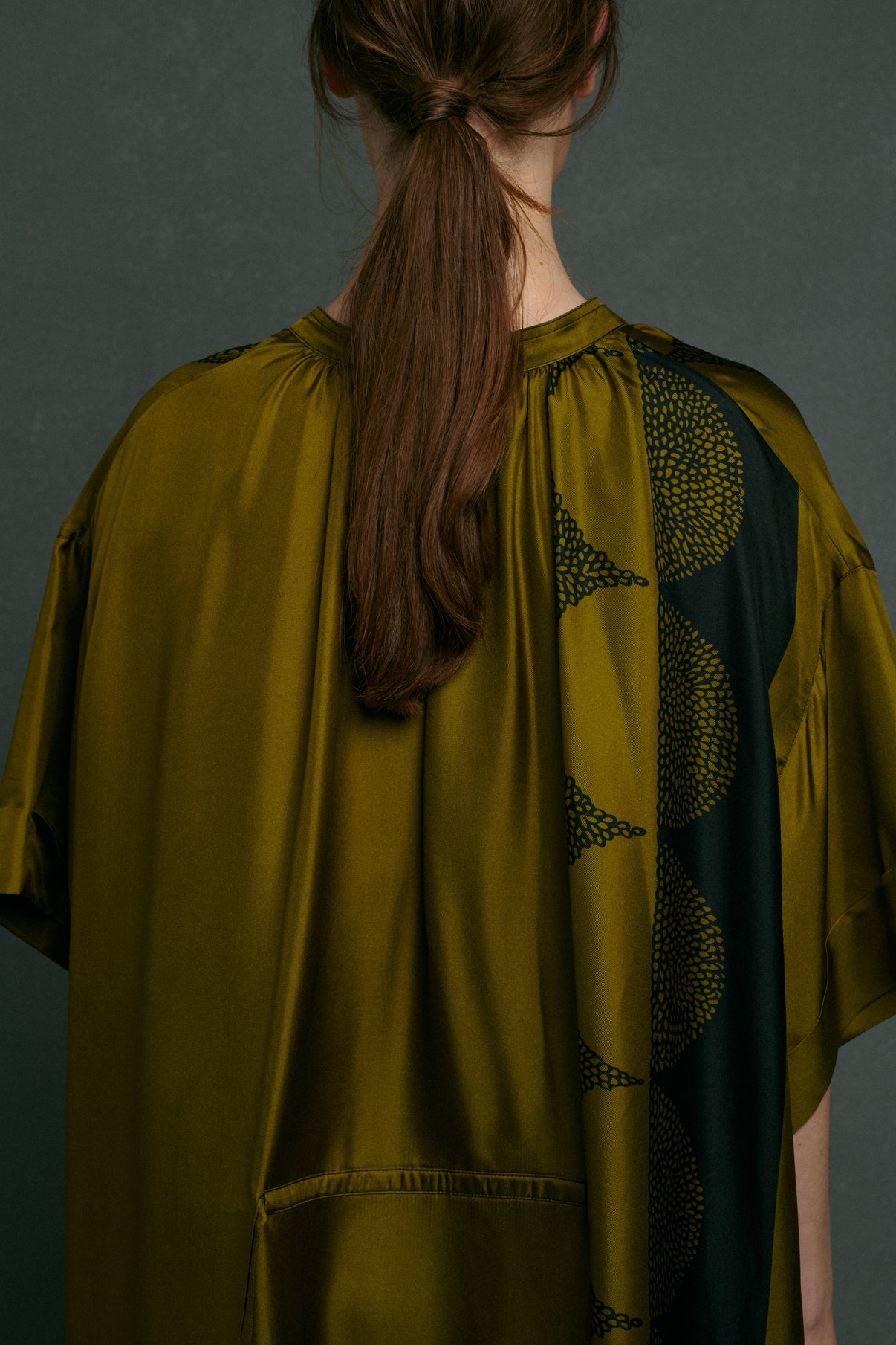 Robe Athena - Kaki/Noir - Soie - Femme vue 5