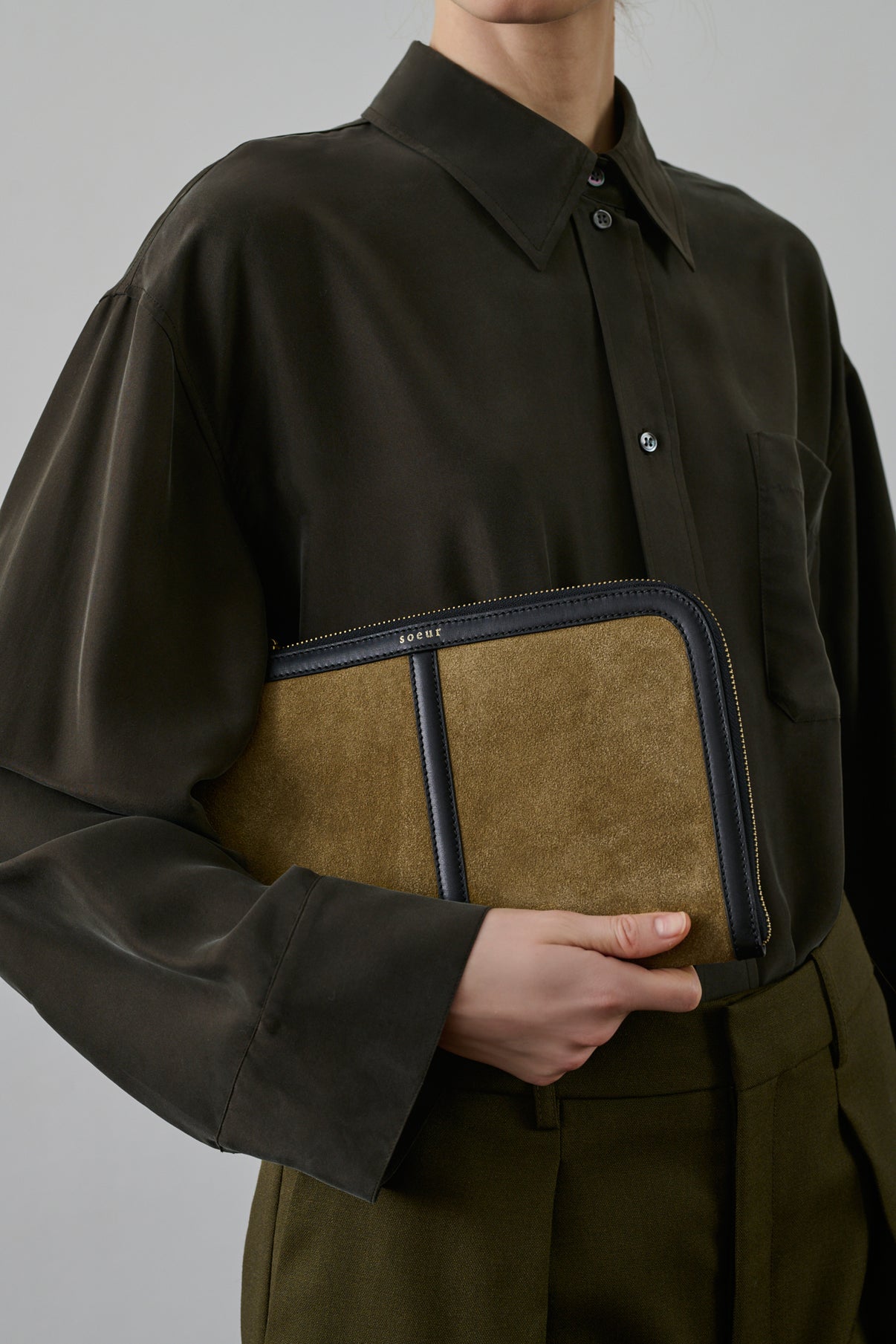 Pochette Doces - Bronze/Noir - Cuir - Femme vue 2