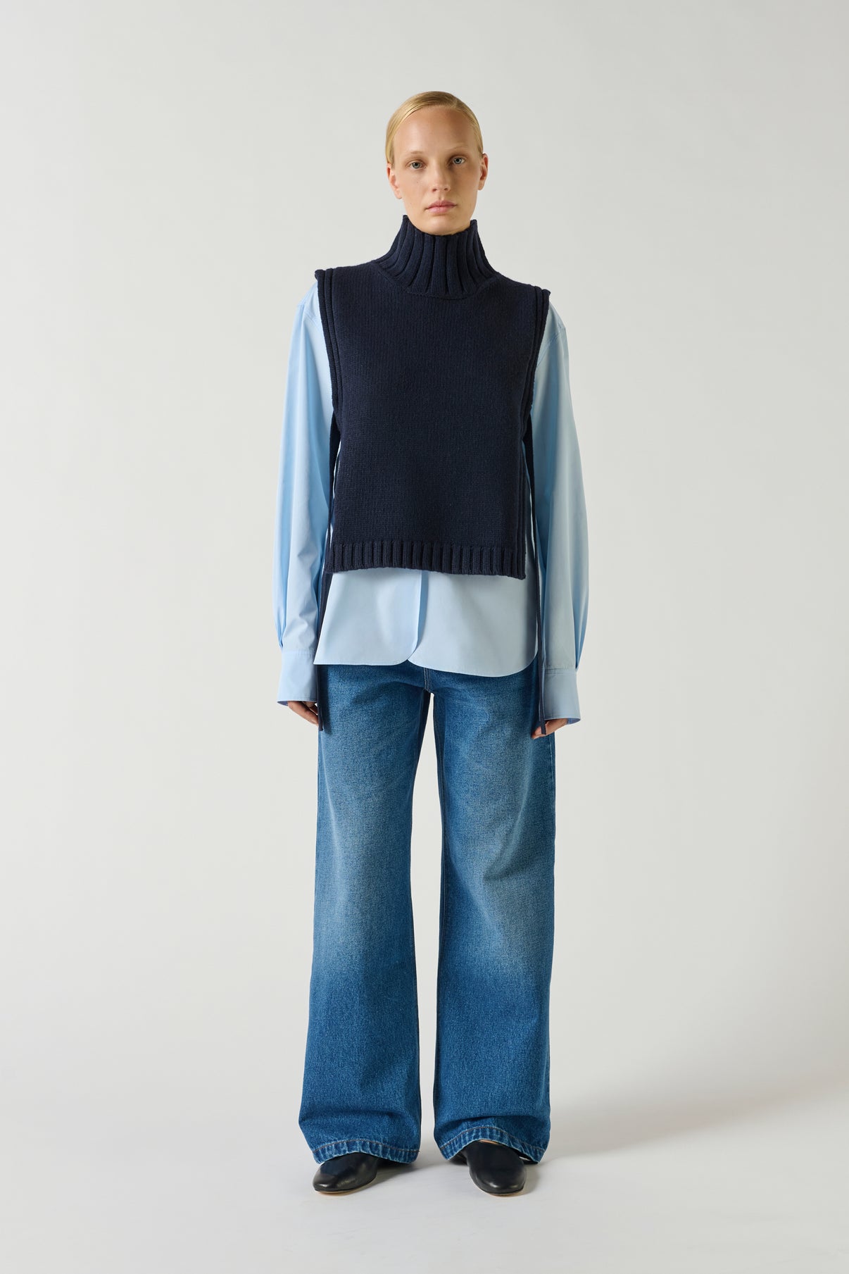 Pull Or - Navy - Laine - Femme vue 2