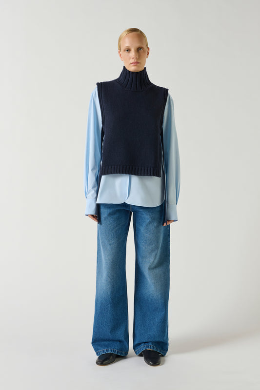 Pull Or - Navy - Laine - Femme