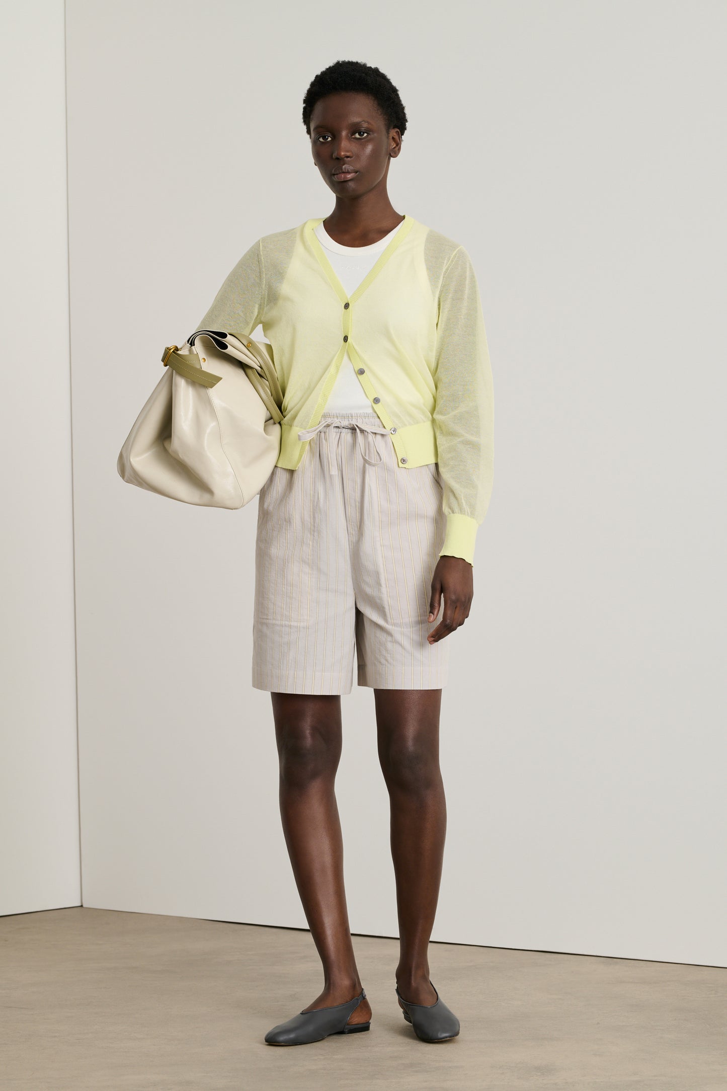 Short Emeric - Gris Clair/Écru - Coton - Femme