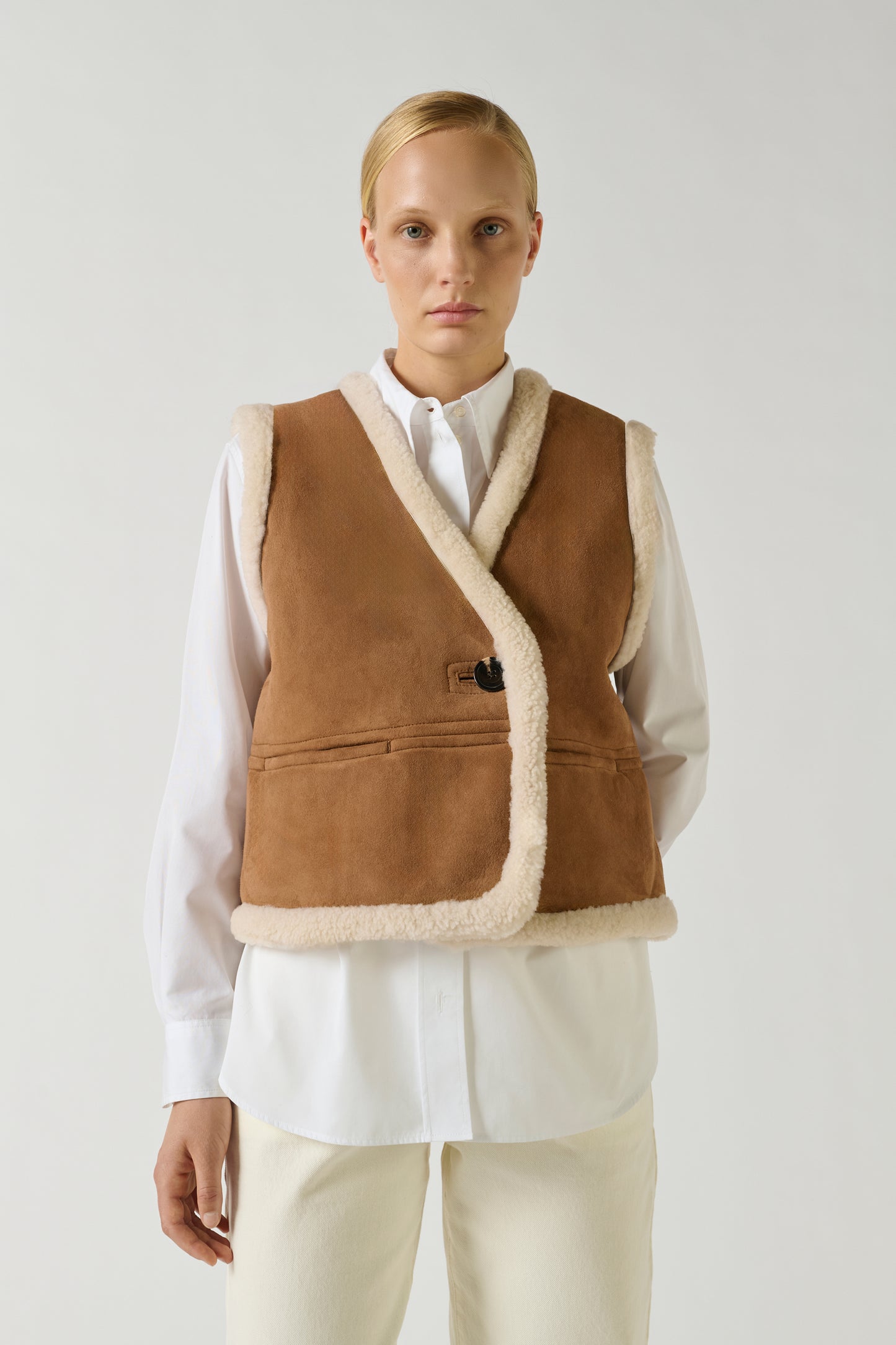 Gilet Sans Manches Pyrenees - Miel - Cuir - Femme