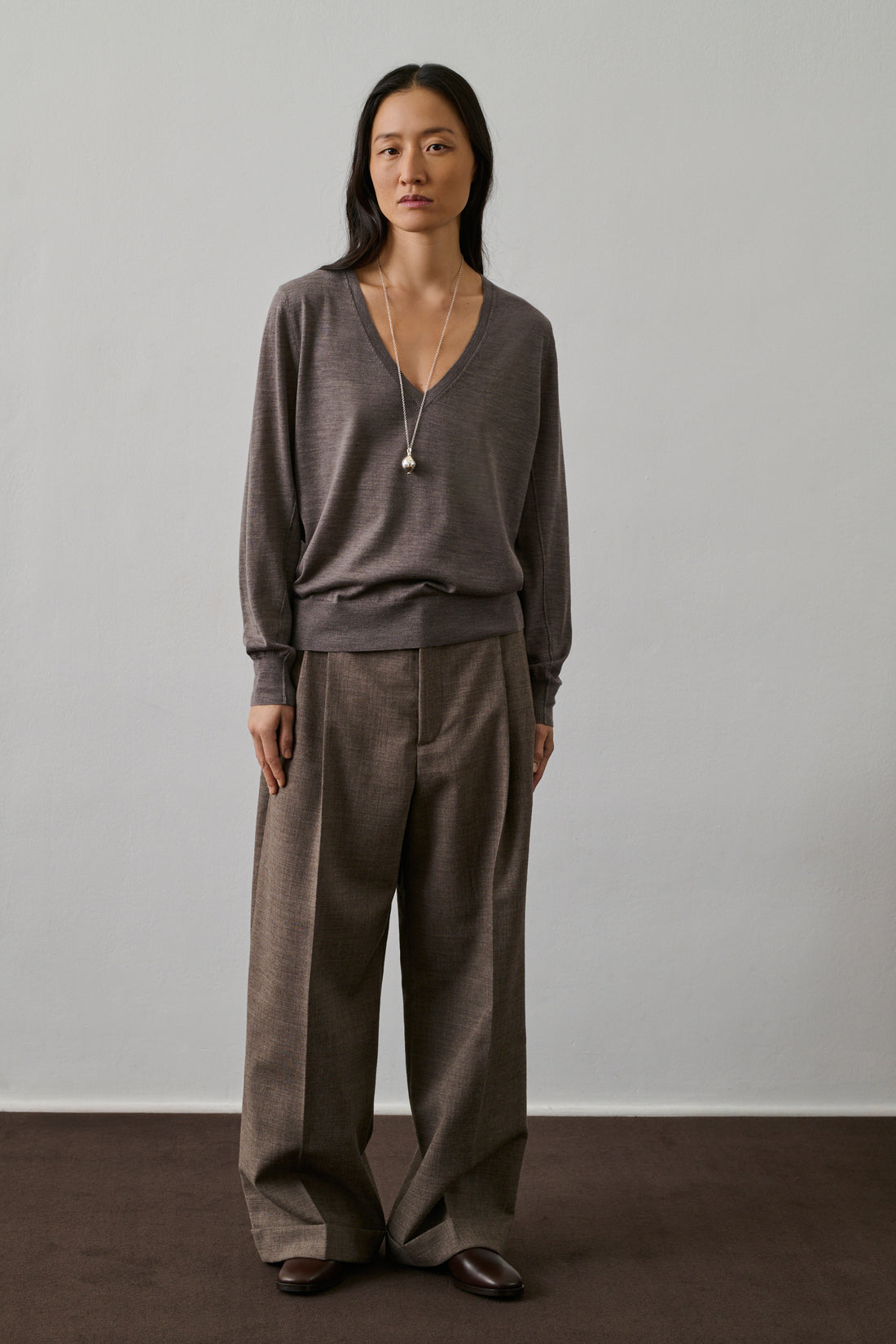 Pantalon Watson - Marron/Écru - Laine - Femme