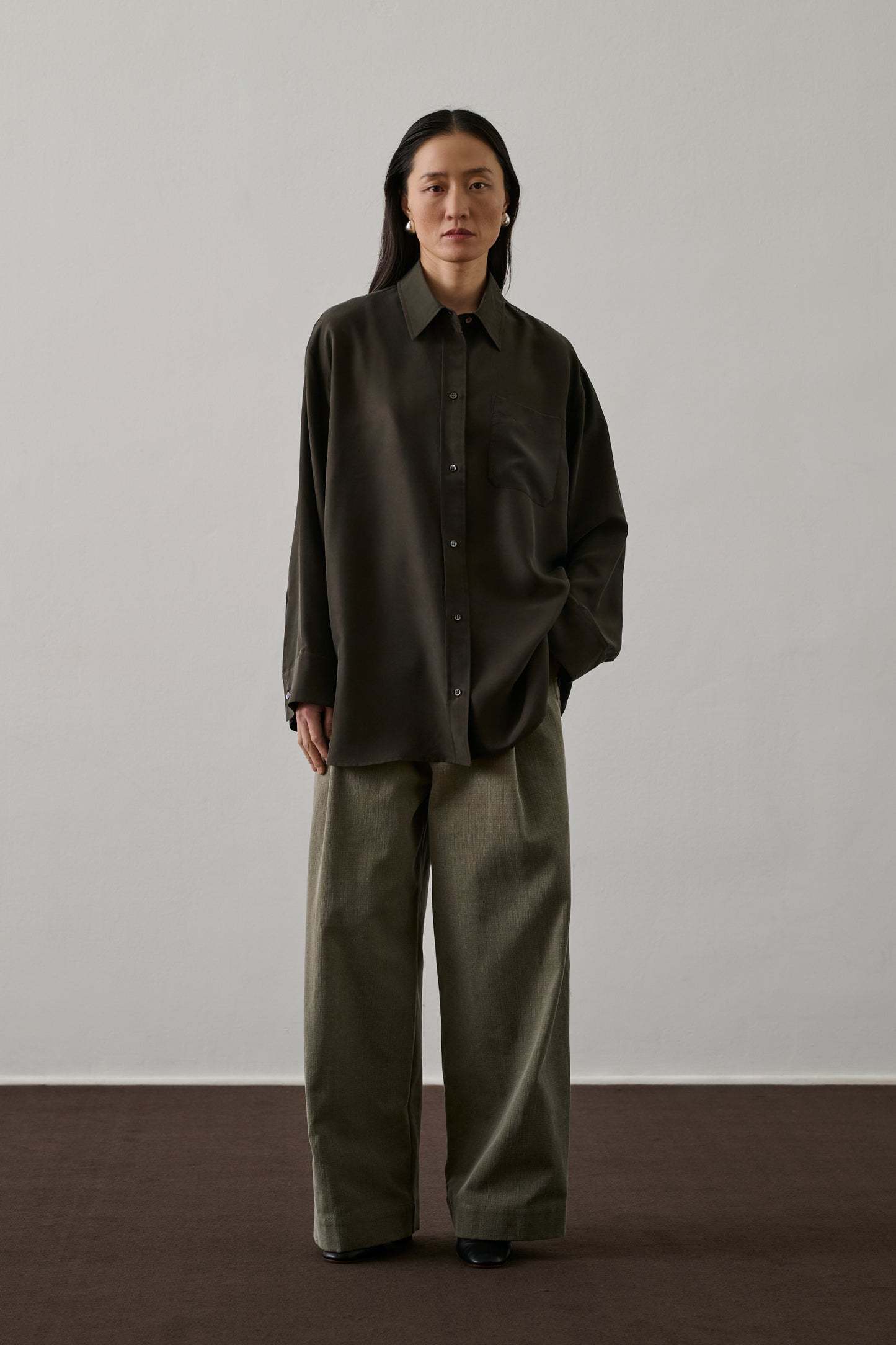 Chemise Francesca - Kaki Foncé - Soie - Femme