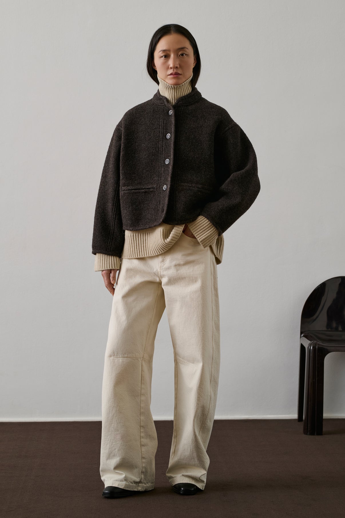 Veste Olympe - Marron Chiné - Laine - Femme vue 1