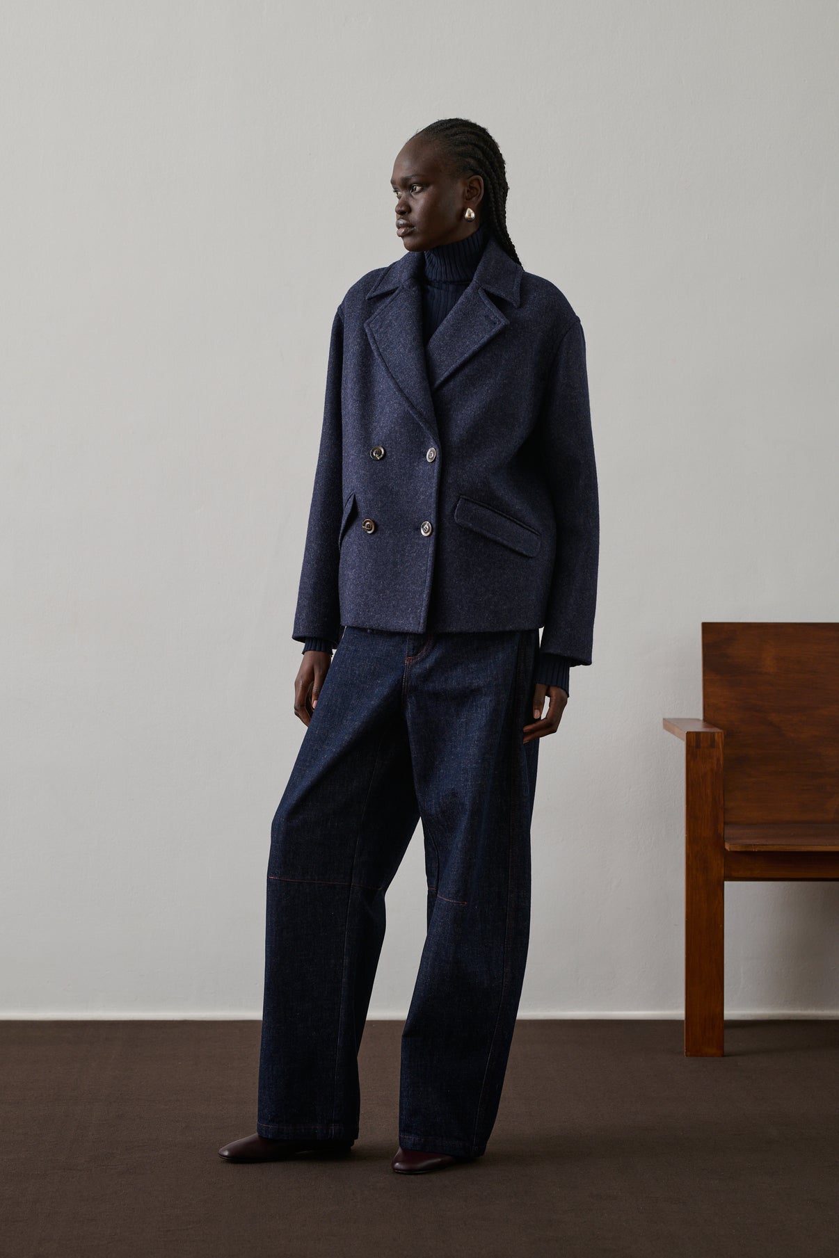 Caban Constant - Navy Chiné - Laine - Femme vue 3