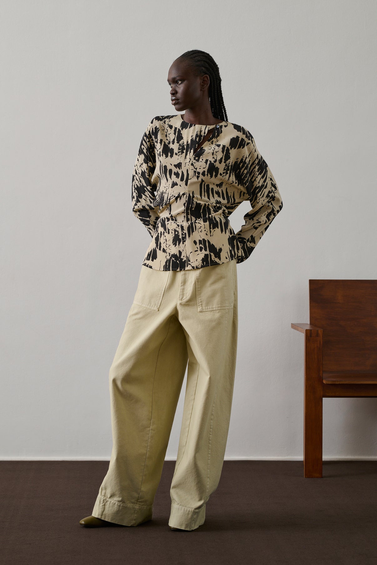 Blouse Feryel - Jaune Pâle/Noir - Soie - Femme vue 1