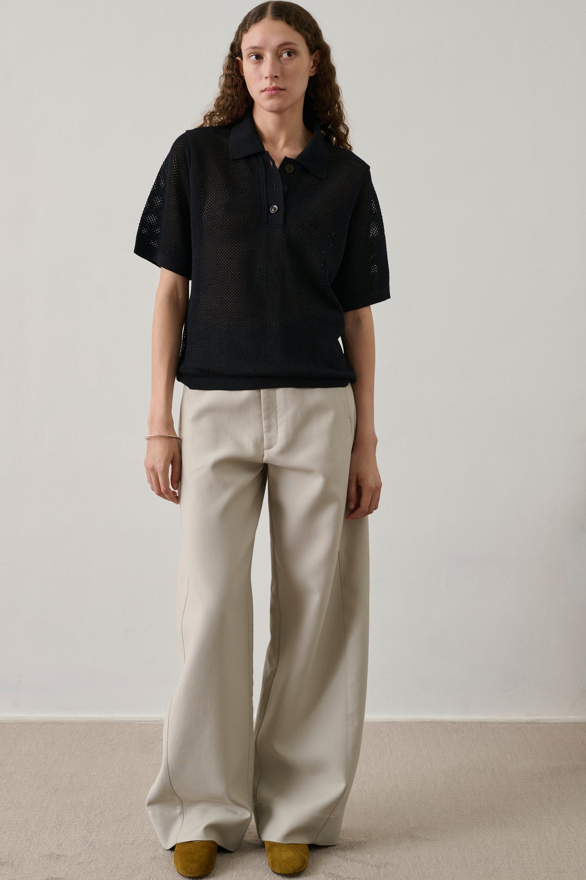 Polo Harvey - Noir - Laine mérinos - Femme vue 1