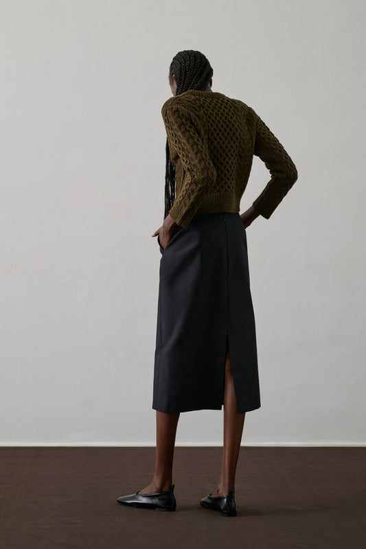 Cardigan Conrad - Kaki Chiné - Laine - Femme