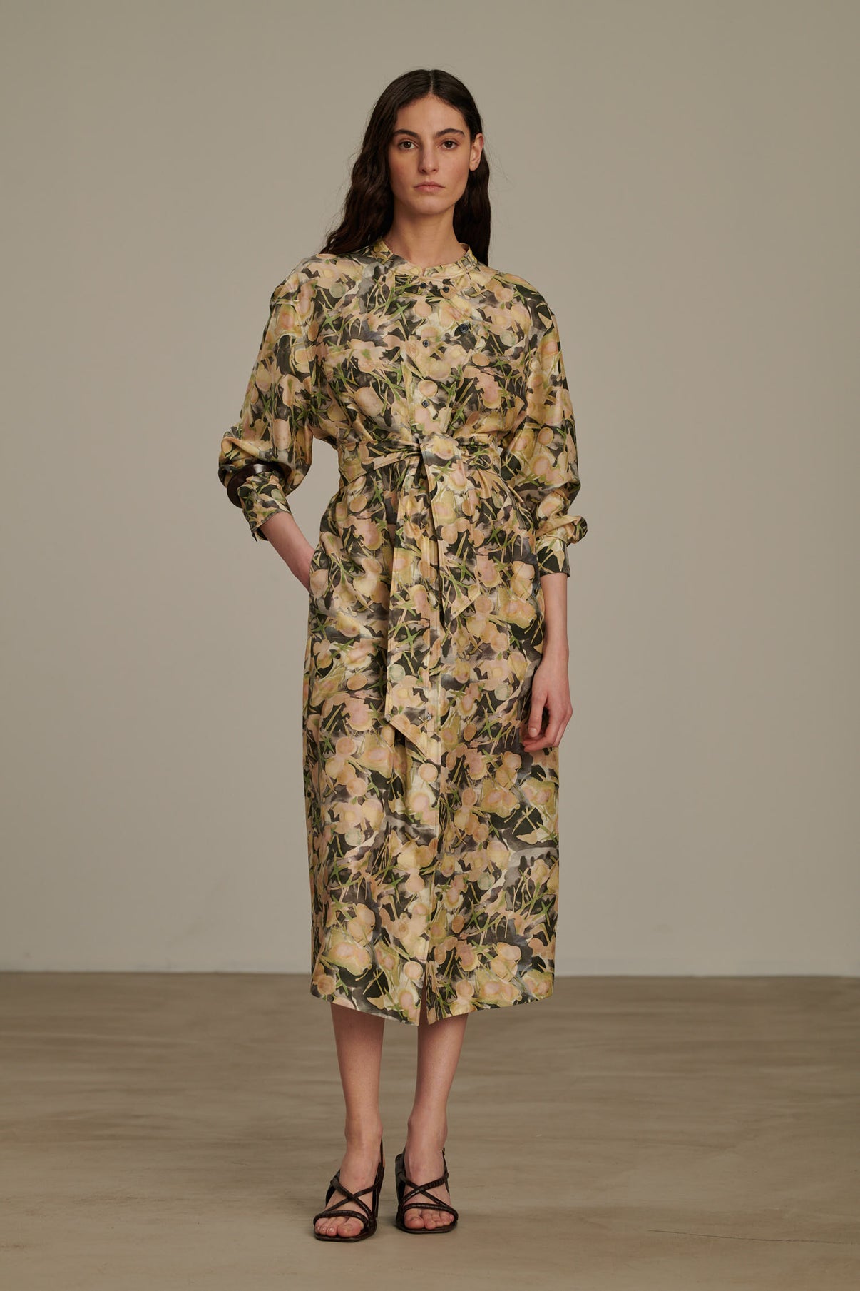 Robe Philomene - Gris/Vert - Soie - Femme vue 1