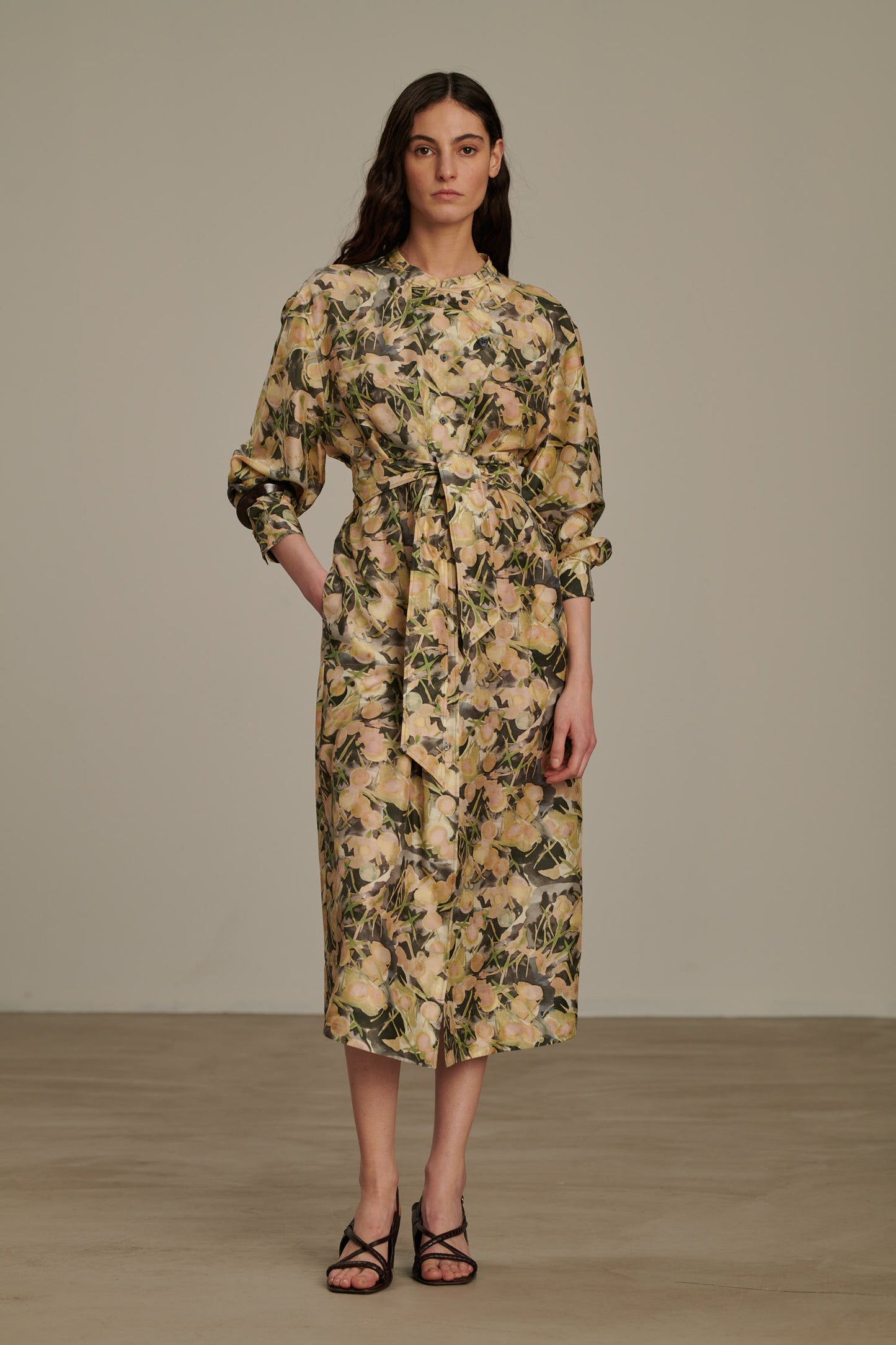 Robe Philomene - Gris/Vert - Soie - Femme