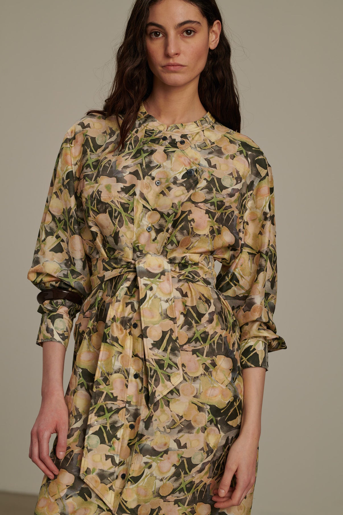 Robe Philomene - Gris/Vert - Soie - Femme vue 4