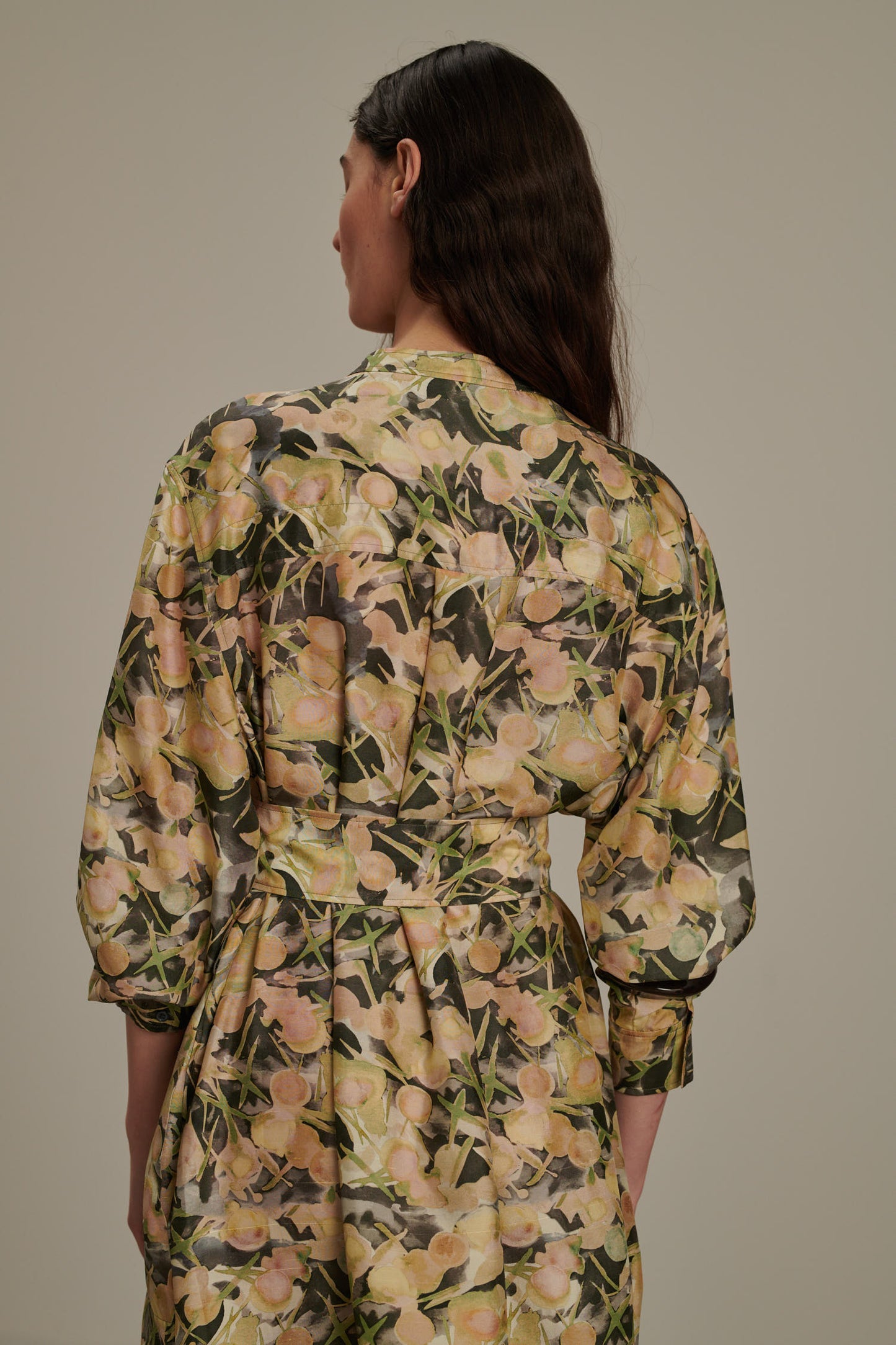 Robe Philomene - Gris/Vert - Soie - Femme