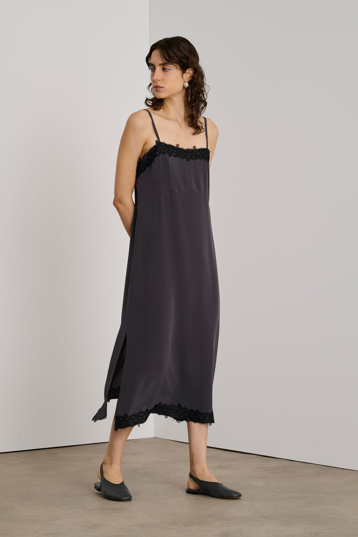 Robe Ethelle - Gris Anthracite - Soie - Femme vue 1