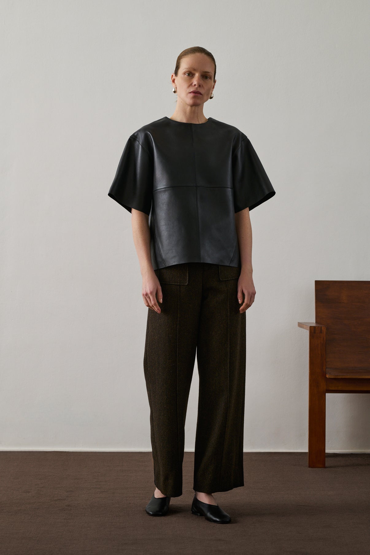 Pantalon Harry - Kaki/Noir - Laine - Femme vue 1