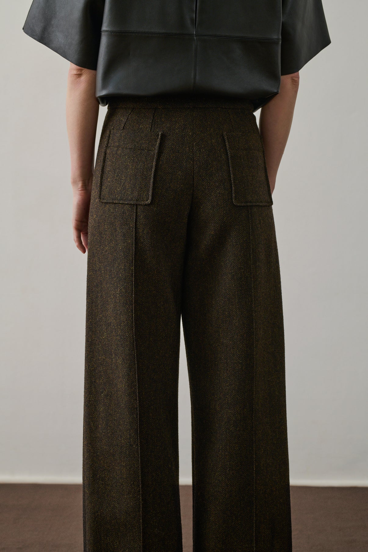 Pantalon Harry - Kaki/Noir - Laine - Femme vue 4