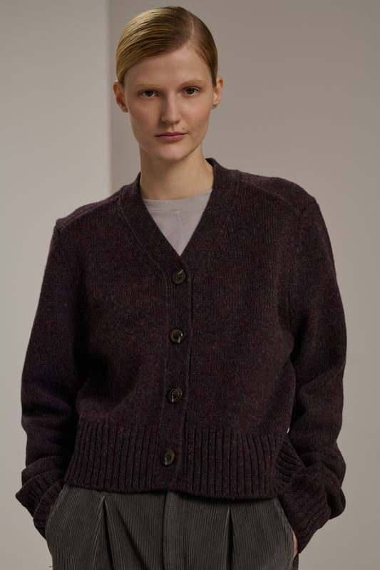 Cardigan Alesio - Gris/Bordeaux - Femme