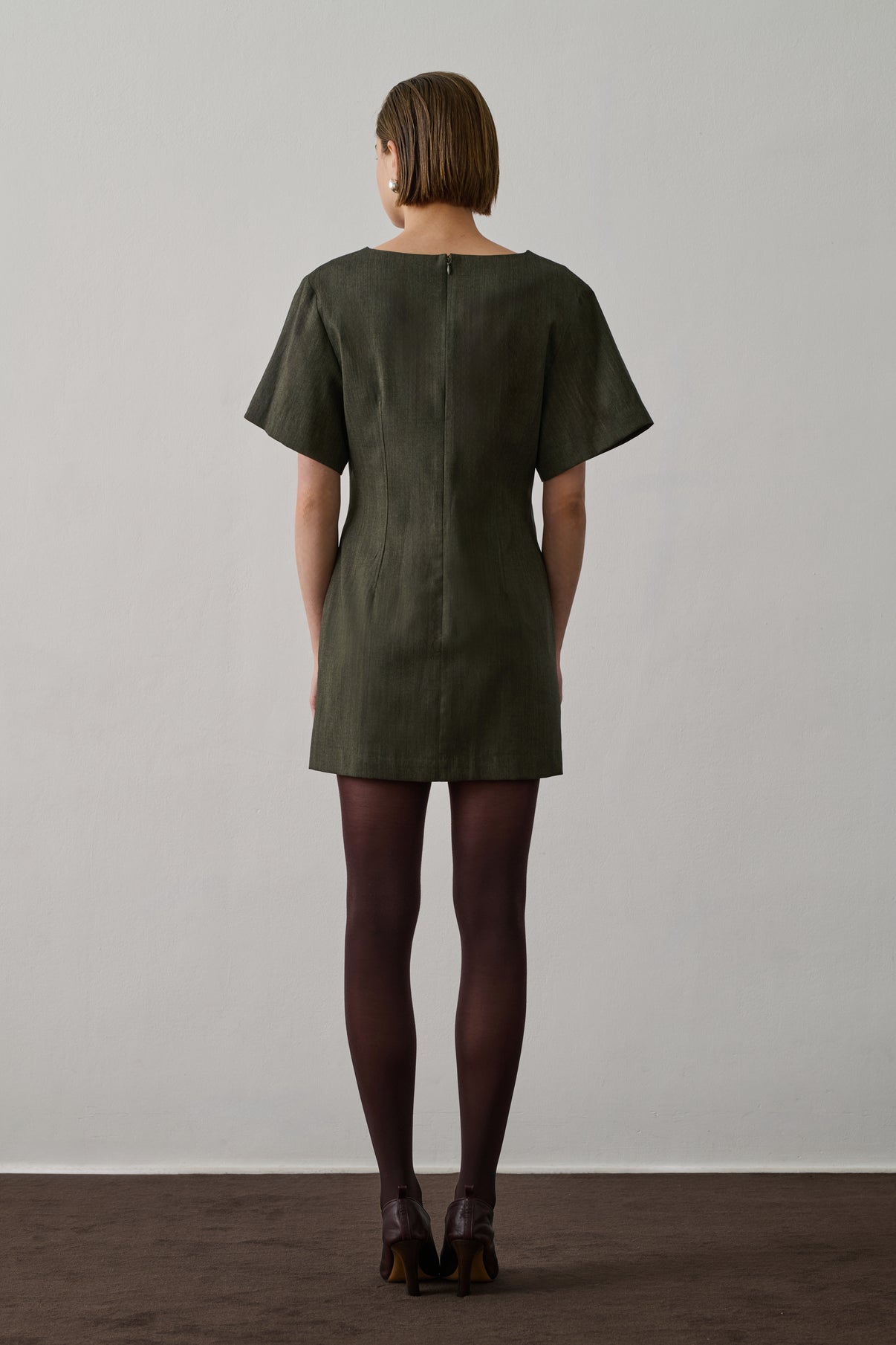 Robe Gladys - Kaki Chiné - Laine - Femme vue 2