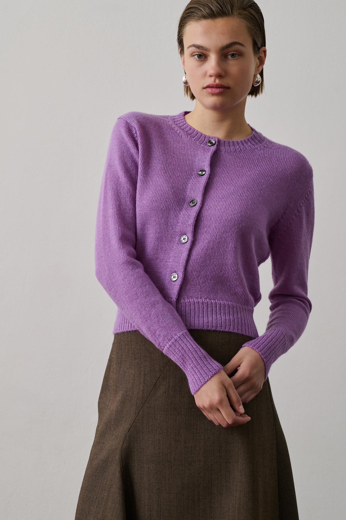 Cardigan Griffith - Lilas - Laine - Femme vue 3
