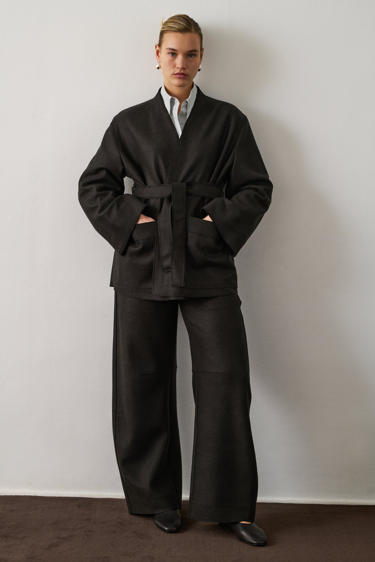 Pantalon Gibson - Vert Ébène - Laine - Femme vue 1