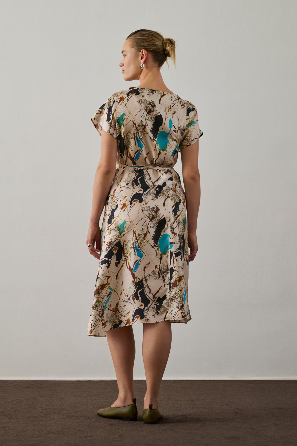 Robe Felicie - Beige/Turquoise - Soie - Femme vue 2