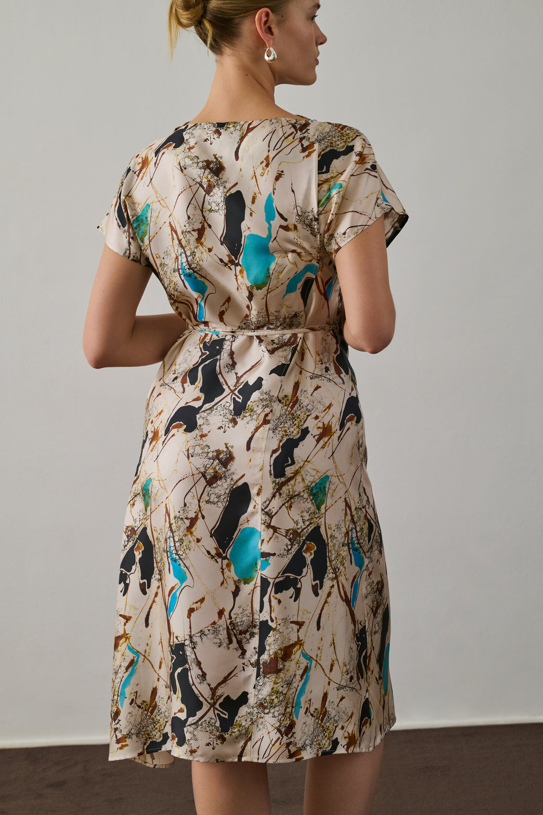 Robe Felicie - Beige/Turquoise - Soie - Femme