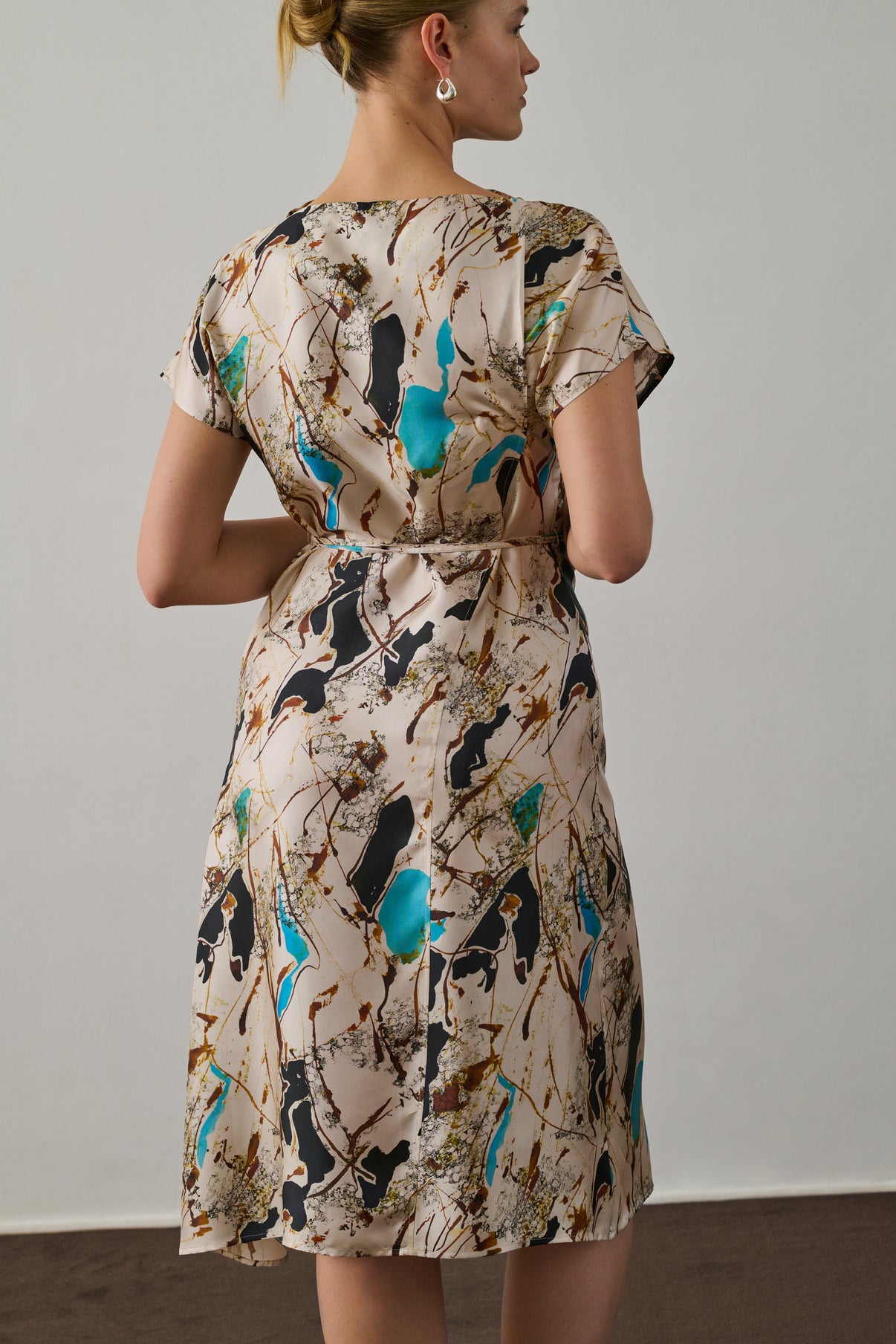 Robe Felicie - Beige/Turquoise - Soie - Femme vue 4