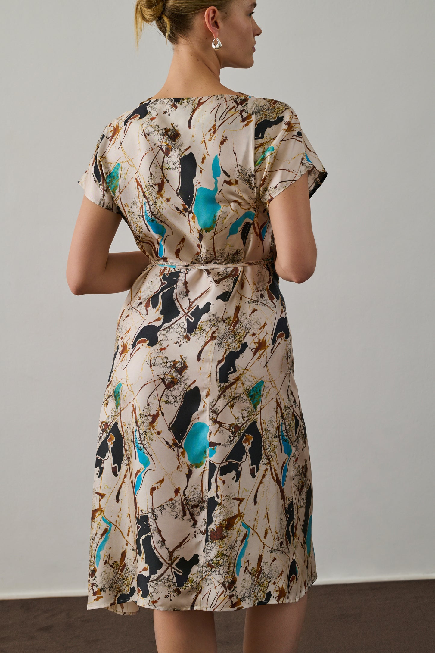 Robe Felicie - Beige/Turquoise - Soie - Femme