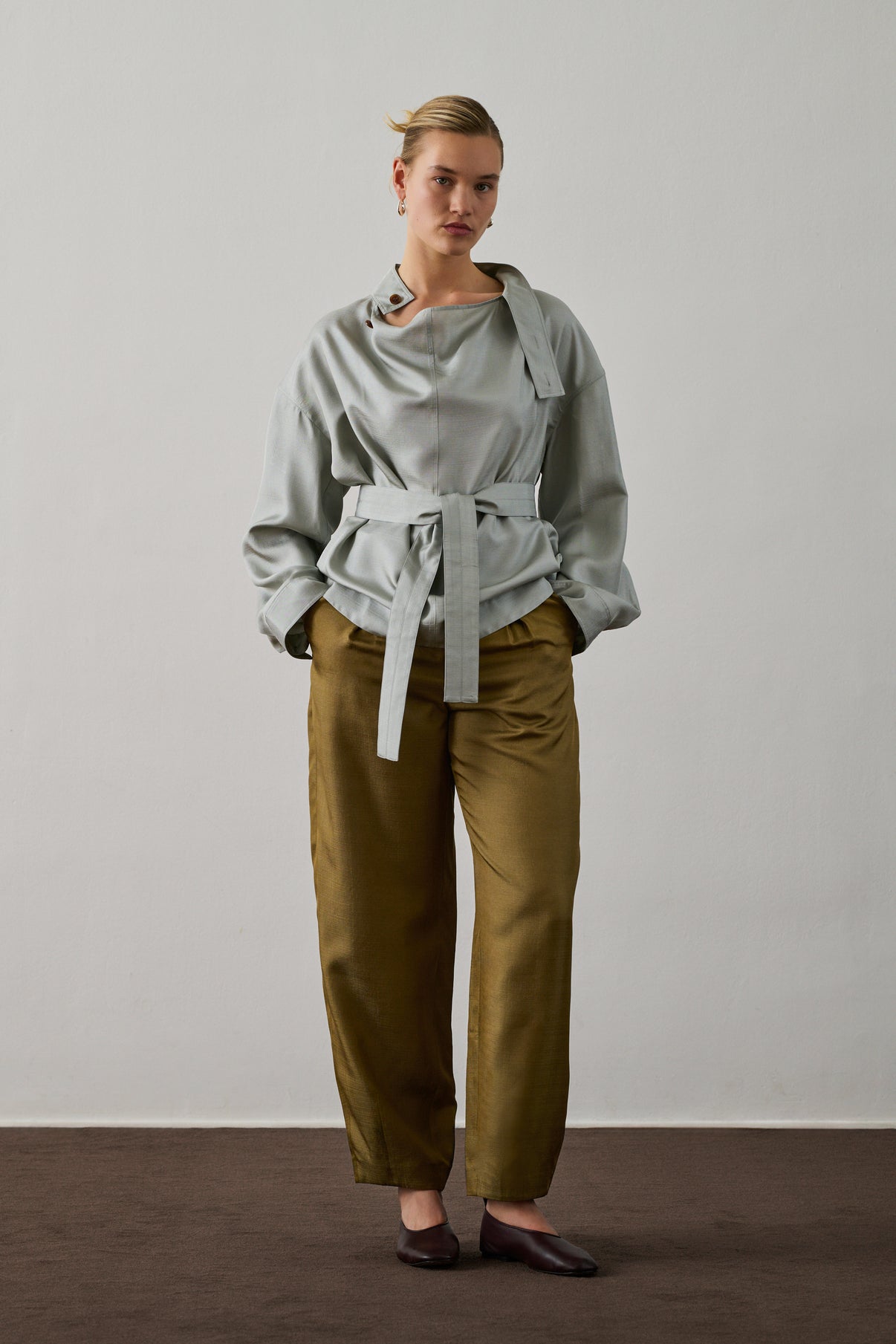 Pantalon Baptiste - Sable - Soie - Femme vue 6