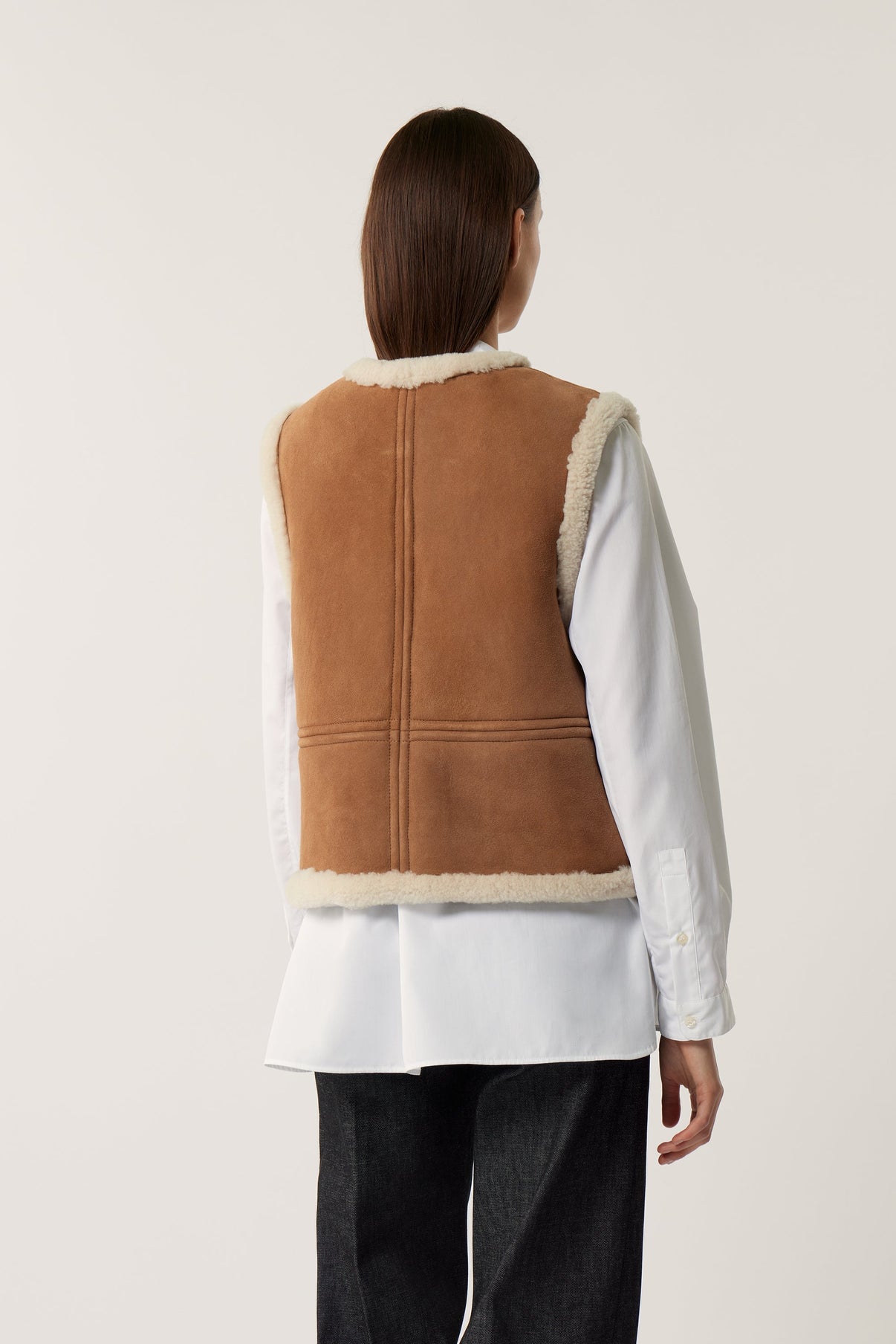 Gilet Sans Manches Pyrenees - Miel - Cuir - Femme vue 3