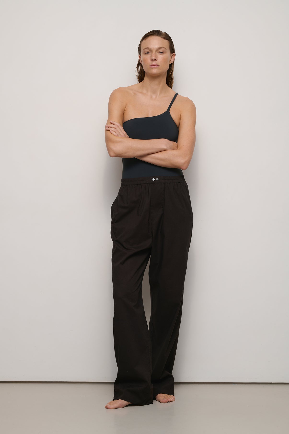 Pantalon Pantaloni - Chocolat - Coton - Femme vue 1