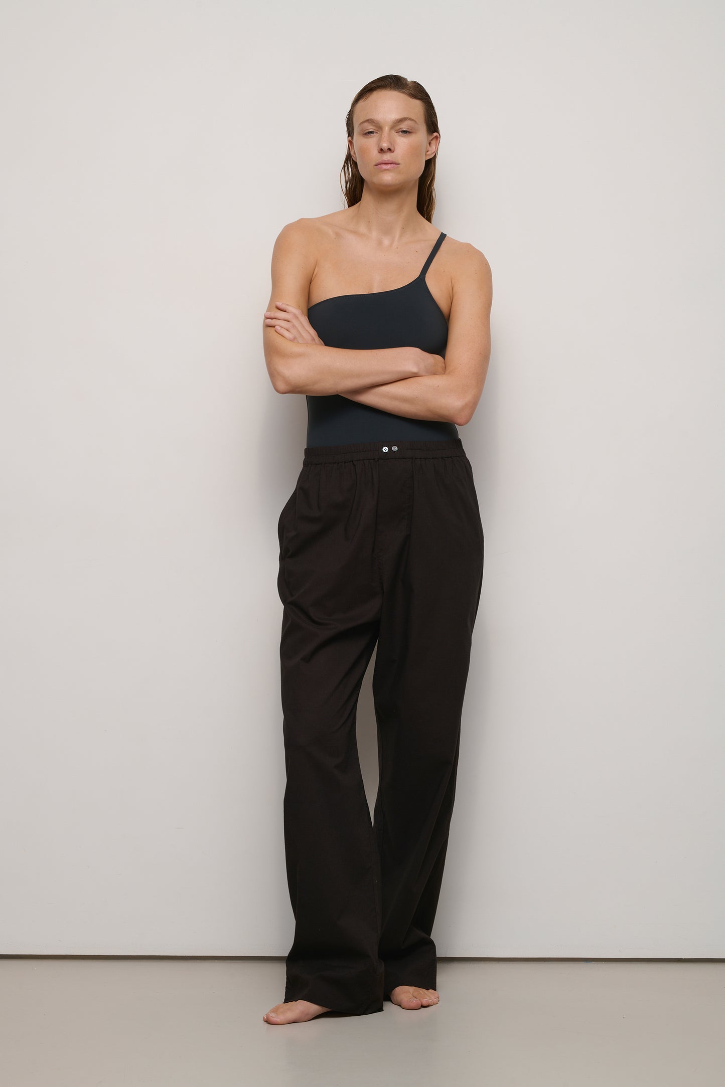 Pantalon Pantaloni - Chocolat - Coton - Femme